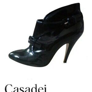CASADEI Black Patent Leather Shoes/Ankle Boots, Size 37